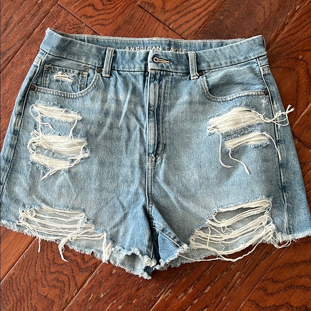 American Eagle Outfitters Distressed Denim Shorts - Blue
